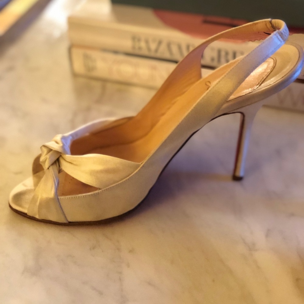 Christian Louboutin White Satin Slingbacks 38